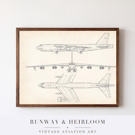 B-52 Stratofortress Blueprint Print — aviation wall art print