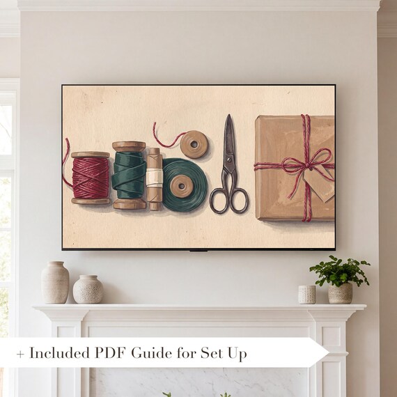 Ribbon and Scissors Samsung Frame TV Art — view 2