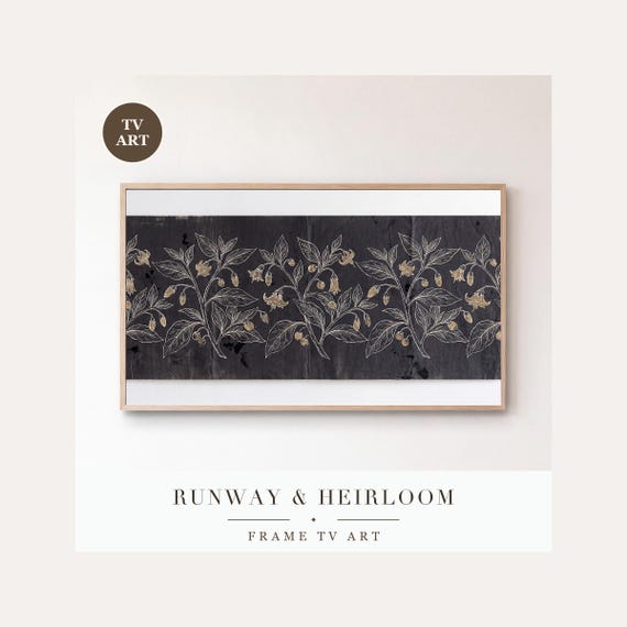 Nightshade Blackwork Frame TV Art, Samsung Frame TV Art White Line Poison Garden, Gothic Plant …