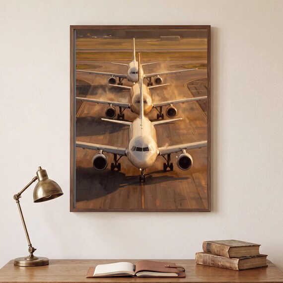 Taxiway Queue at Dusk Print — view 2