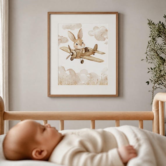 Bunny Airplane Nursery Wall Art — view 4