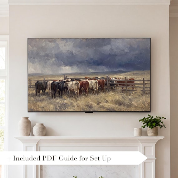Cattle in Snow Samsung Frame TV Art — view 2
