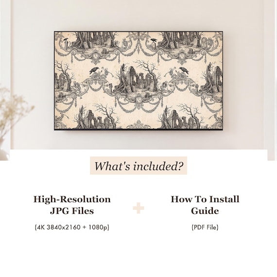 Ink on Bone Toile Samsung Frame TV Art — view 4