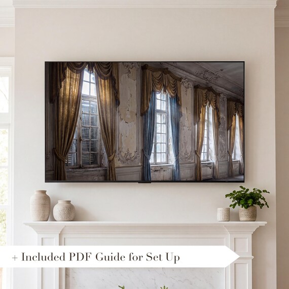 Moonlit Tall Windows Samsung Frame TV Art — view 2