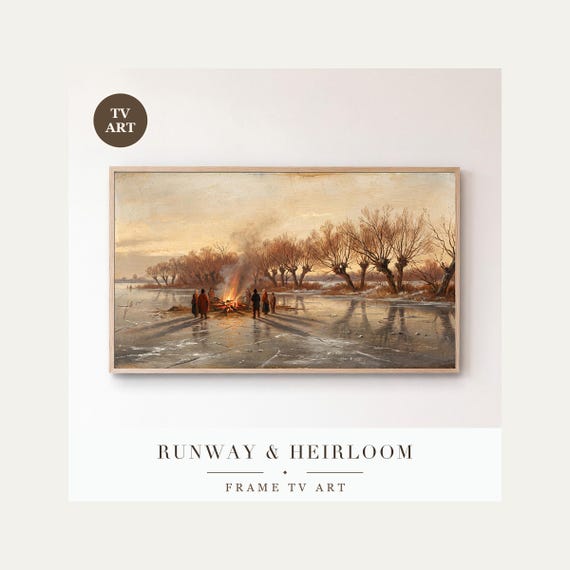 Frame TV Art Bundle 23 Vintage Victorian Christmas Skating Paintings 4K Download