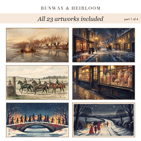Frame TV Art Bundle 23 Vintage Victorian Christmas Skating Paintings 4K Download &mdash; view 6