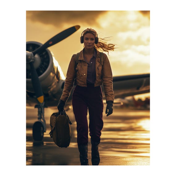Female Pilot Wall Art — aviation wall art print