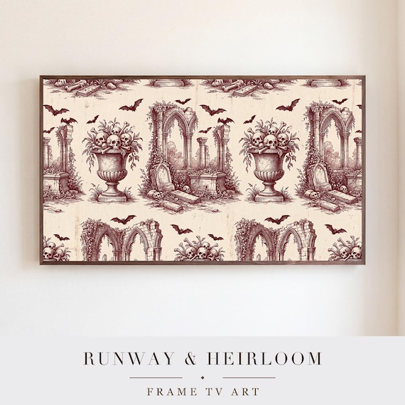 Gothic Toile Bats Samsung Frame TV Art — view 5