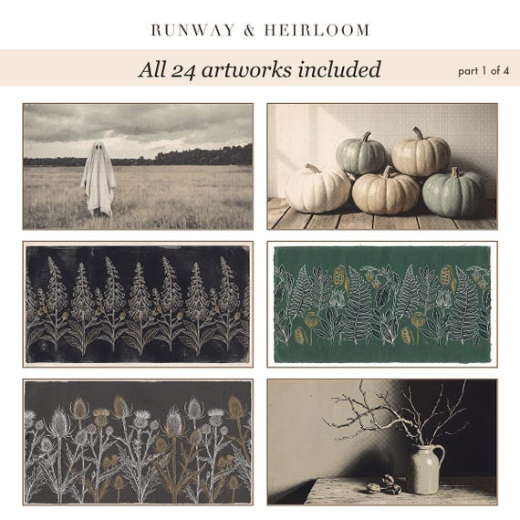 Frame TV Art, Bundle 24 Neutral Gothic Halloween Vintage Paintings 4K Download &mdash; view 6