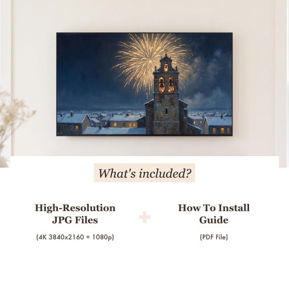 Church Tower Fireworks Samsung Frame TV Art — view 4