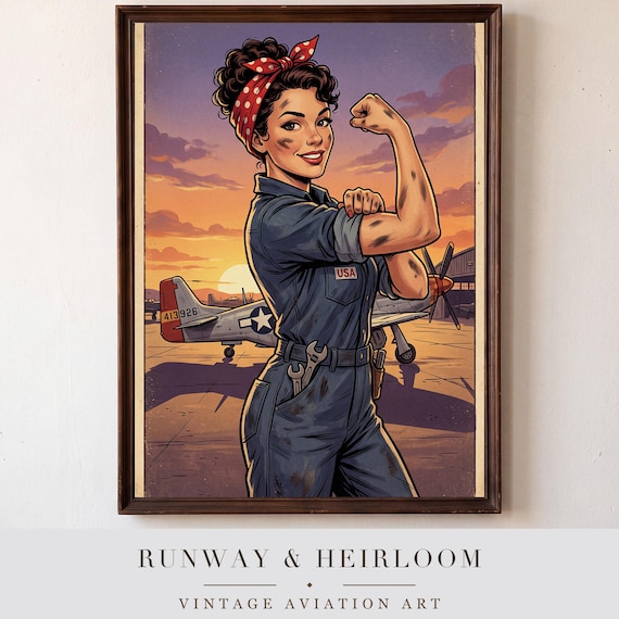 Hangar Pin Up Set of 3 — aviation wall art print