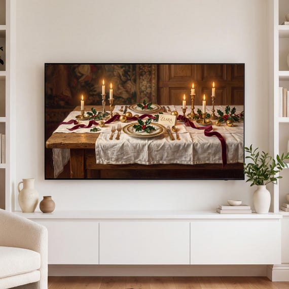 Holly Place Setting Samsung Frame TV Art — view 3