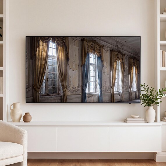 Moonlit Tall Windows Samsung Frame TV Art — view 3