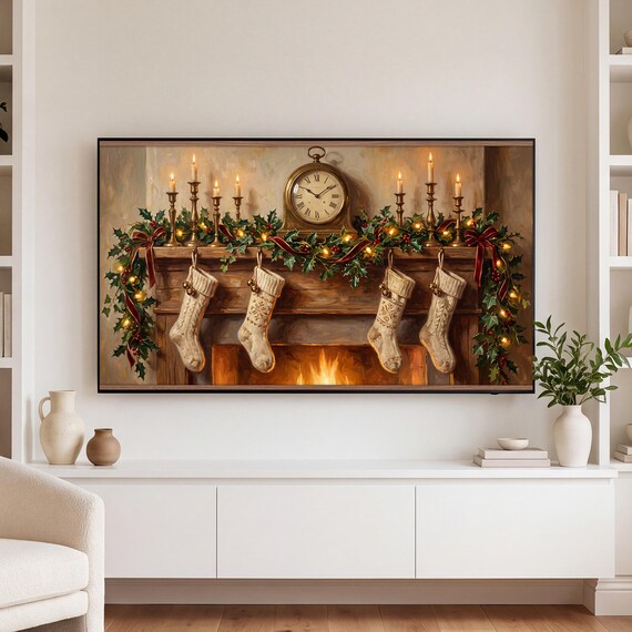 Christmas Mantel Samsung Frame TV Art Bundle of 6 — view 3