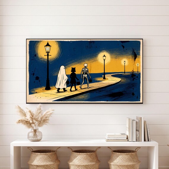 Ghost Cat and Skeleton Samsung Frame TV Art — view 6