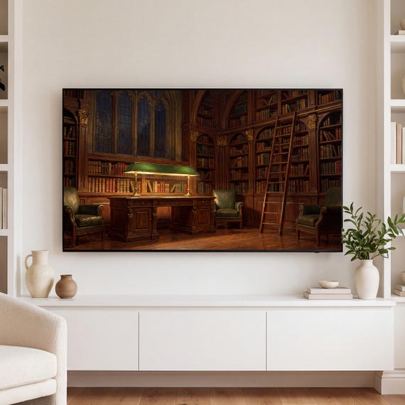 Library Ladder Samsung Frame TV Art — view 3