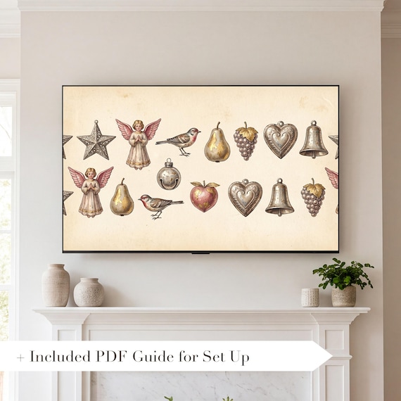 Tin and Cotton Ornaments Samsung Frame TV Art — view 2