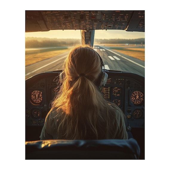 Female Pilot Print — aviation wall art print