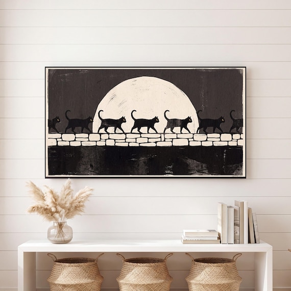 Black Cat and Moon Samsung Frame TV Art — view 6