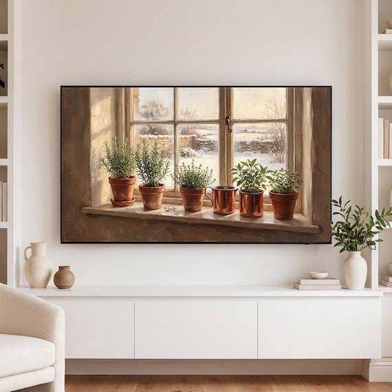 Snowy Kitchen Window Samsung Frame TV Art — view 3