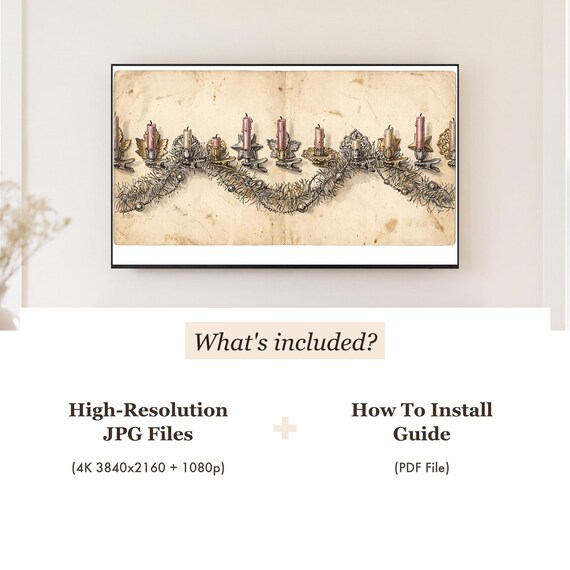 Candle Clips and Tinsel Samsung Frame TV Art — view 4