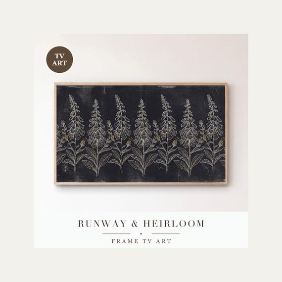 Foxglove Blackwork Samsung Frame TV Art