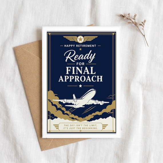 Final Approach Pilot Retirement Card Printable Happy Farewell Digital Download Aviation Captain Gift Flight Crew Party Keepsake Dad Men — view 5