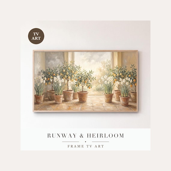 Citrus and Paperwhites Frame TV Art, Samsung Frame TV Art Impressionist Conservatory, Airy Chri…