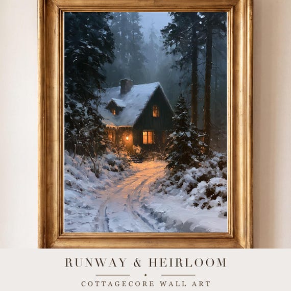 Glowing Lodge Window Antique Oil Painting — view 4