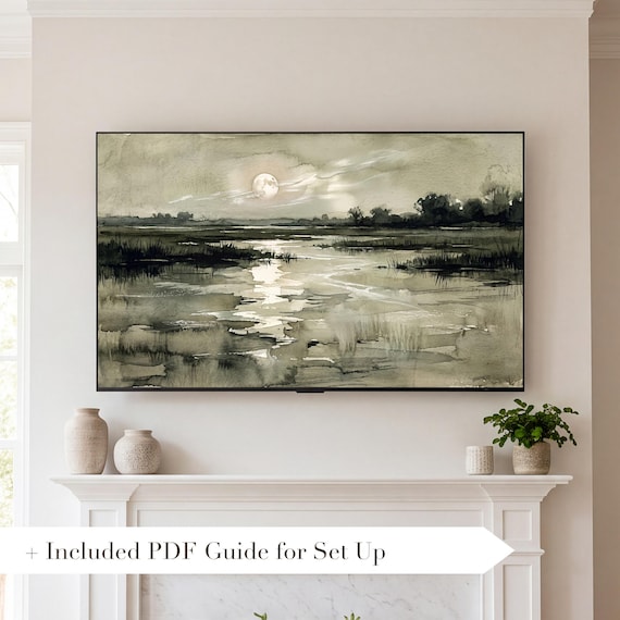 Moon on Water Samsung Frame TV Art — view 2
