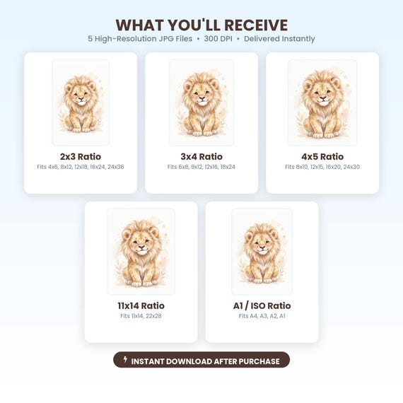 Baby Lion Nursery Wall Art Printable — view 2