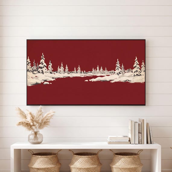 Snow on Oxblood Samsung Frame TV Art — view 6
