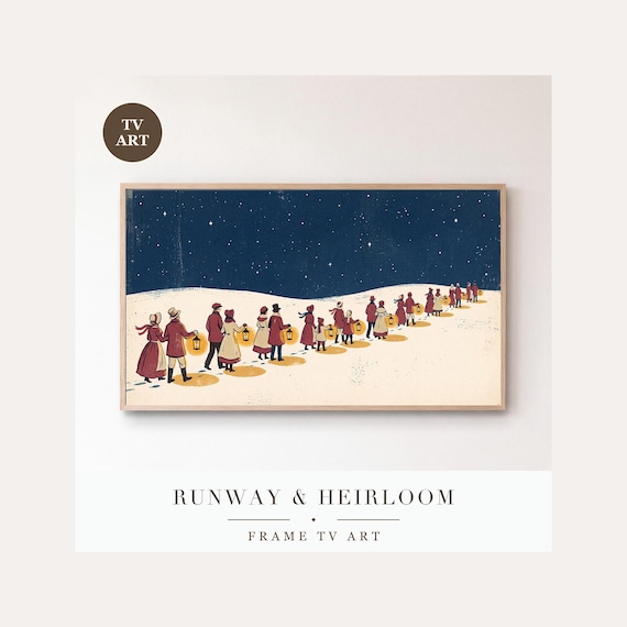 Christmas Carolers Frame TV Art Bundle of 6, Samsung Frame TV Art Vintage Storybook Illustratio…