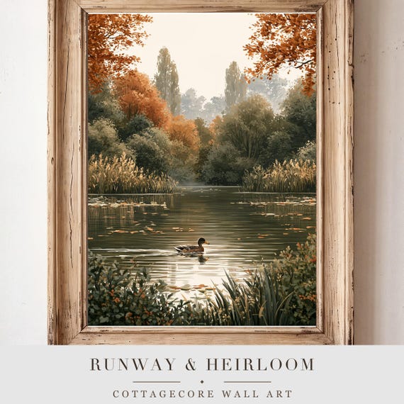 Autumn Duck Pond Watercolor Art Print