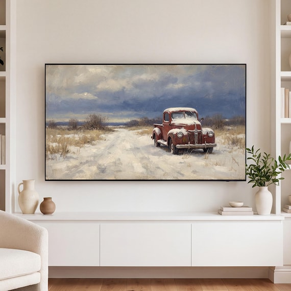 Truck Under Snow Samsung Frame TV Art — view 3