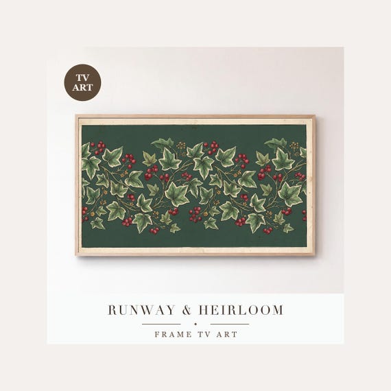Trailing Ivy Frame TV Art, Samsung Frame TV Art Victorian Christmas Engraving, William Morris S…