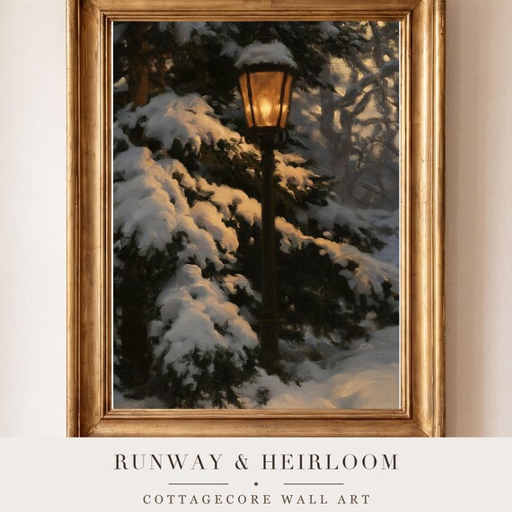 Snowy Spruce Bough Antique Oil Painting — view 4