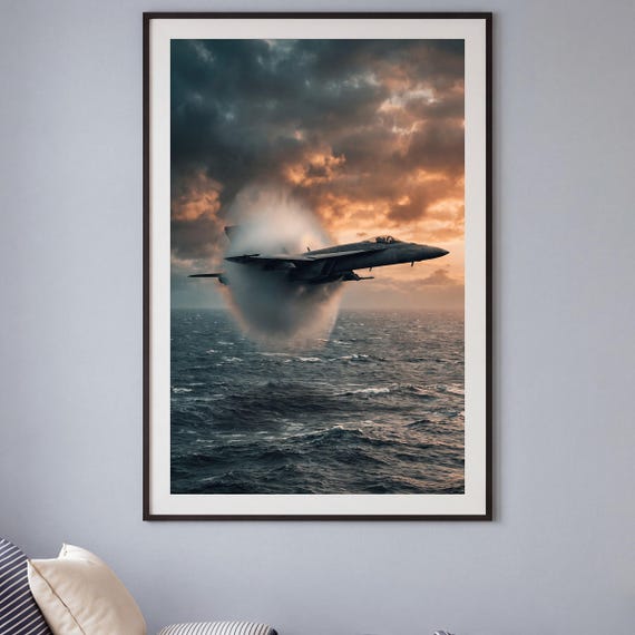Vapor Cone Print Boys Room Wall Art Jet Digital Download Aviation Decor Aircraft Bedroom Poster Pilot Gift Modern Airplane Kids Game &mdash; view 2