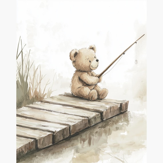 Fishing Teddy Nursery Wall Art