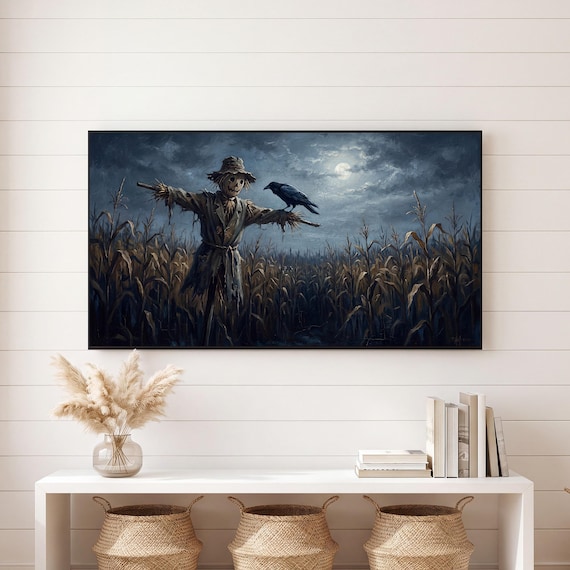 Crow on Scarecrow Samsung Frame TV Art — view 6