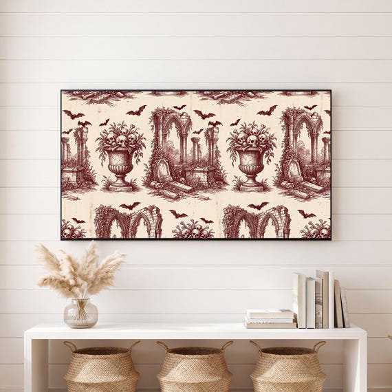 Gothic Toile Bats Samsung Frame TV Art — view 6