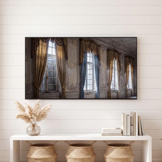Moonlit Tall Windows Samsung Frame TV Art — view 6