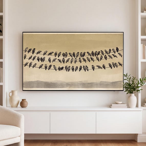Crows on Three Wires Samsung Frame TV Art — view 3