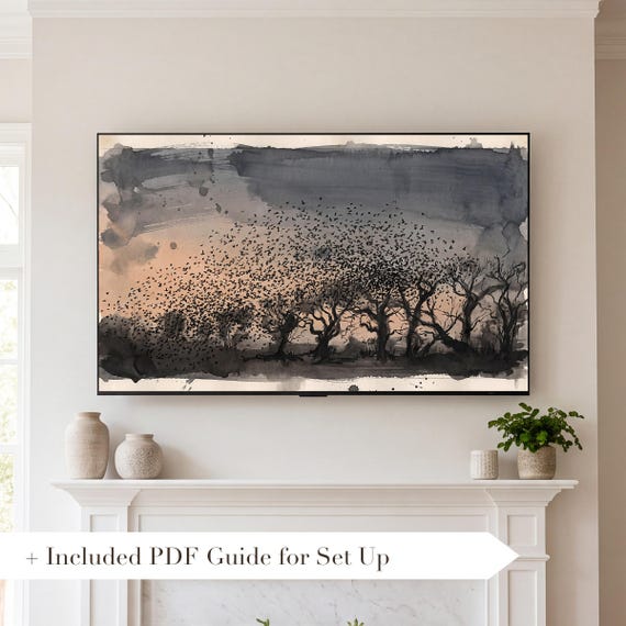 Starlings Settling Samsung Frame TV Art — view 2