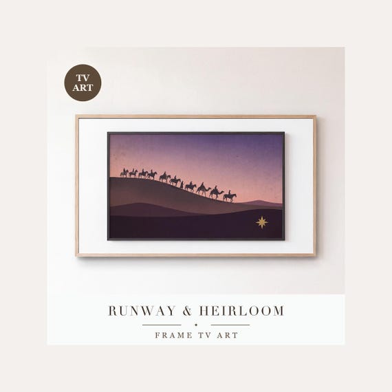 Magi on the Dunes Frame TV Art, Samsung Frame TV Art Three Kings Silhouette Nativity, Religious…