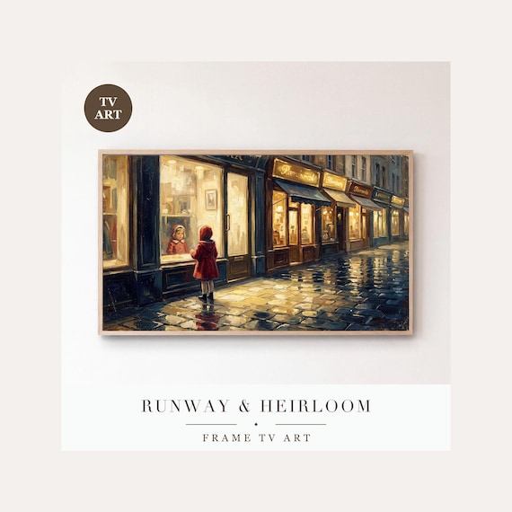 Child at the Window Frame TV Art, Samsung Frame TV Art Vintage Christmas Nocturne, Nostalgic Ho…