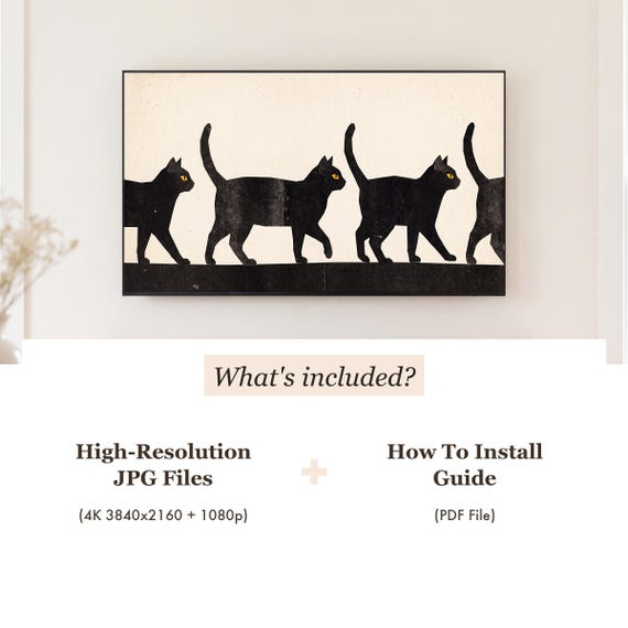 Black Cats in Profile Samsung Frame TV Art — view 4