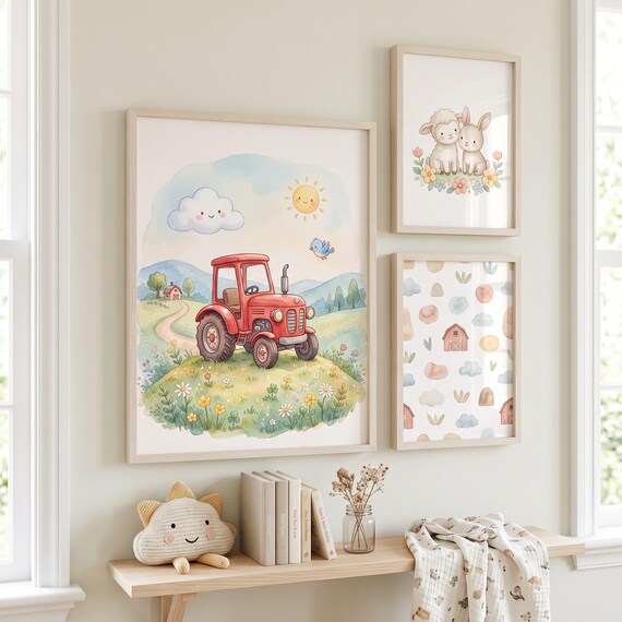 Red Tractor Nursery Wall Art Printable — view 6
