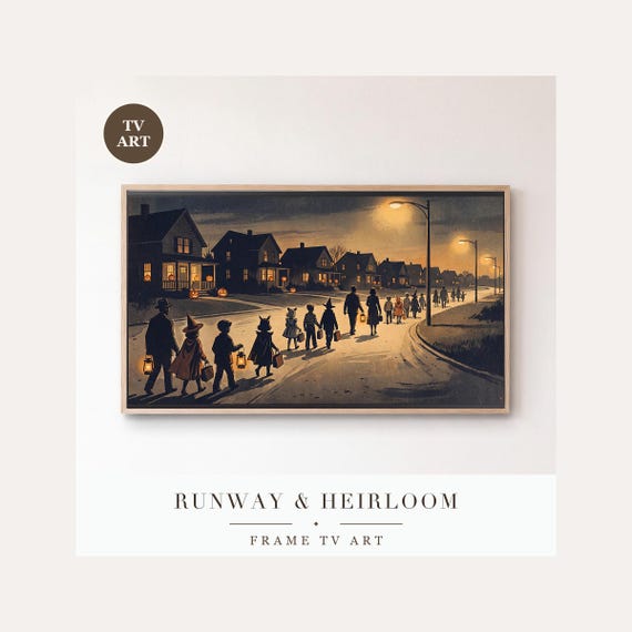 Heading Home Halloween Frame TV Art, Samsung Frame TV Art Mid Century Silhouettes, Vintage Nigh…