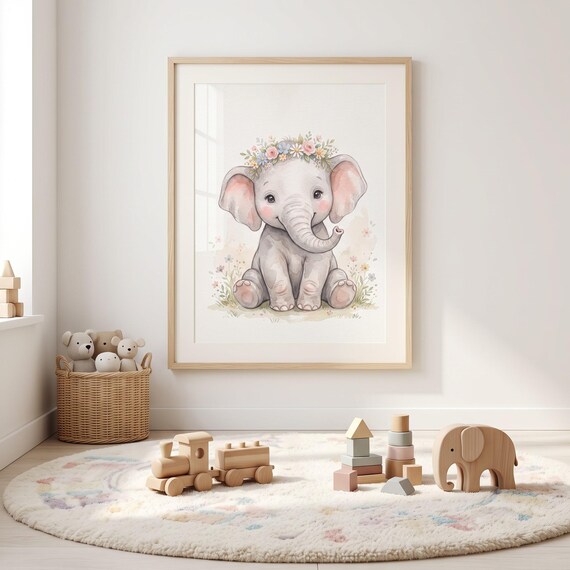 Baby Elephant Nursery Wall Art Printable — view 5